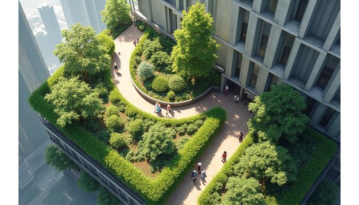大型商業施設の屋上庭園