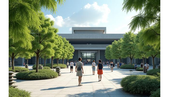 京都市庁舎の庭園風景