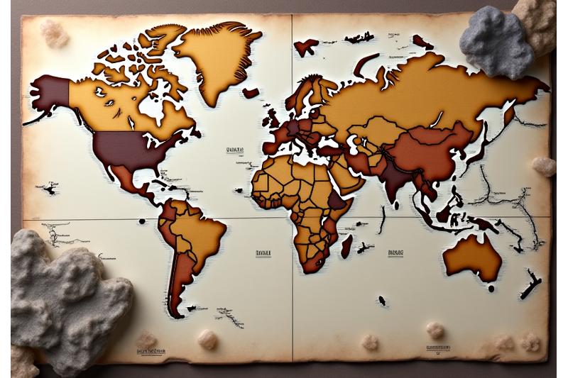 日本と世界の石材産地を示す地図