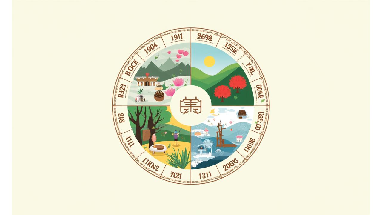 日本の四季とそれぞれの時期に行うべき園芸作業が示された月間カレンダー