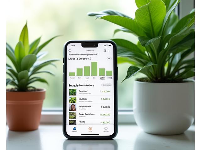 植物の成長記録を表示するスマートフォンのアプリ画面
