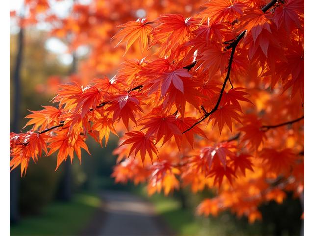 鮮やかに紅葉したモミジ