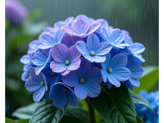 涼しげな紫陽花の株
